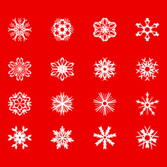 Set of snowflakes for design.