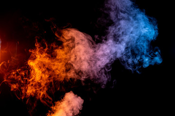 fire and ice smoke overlay on black background