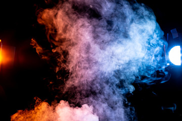 Red and Blue smoke overlay with light beam