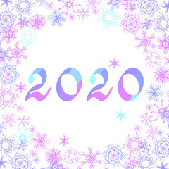 Calendar 2020, set of snowflakes. Frame of snowflakes.