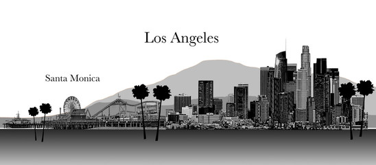 Los Angeles and Santa Monica llustration