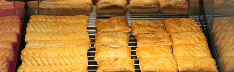 Freshly Baked Sausage Rolls and Meat Slices.