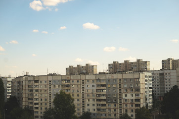 Fototapeta na wymiar Wallpaper with a residential quarter below