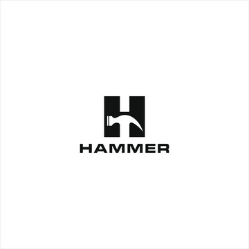hammer logo letter H In black color and negative space design
