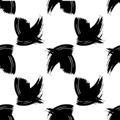 Vector Abstract black brush curl. Black and white engraved ink art. Seamless background pattern.