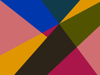 Colorful bright abstract background with angled blocks, squares, diamonds, rectangle and triangle shapes layered in abstract modern art style background pattern, textured background
