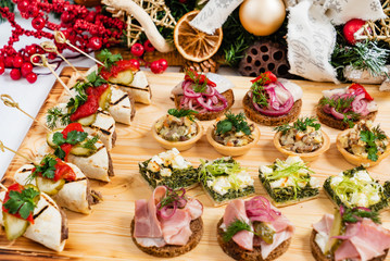 Christmas appetizers on the table