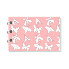 Colorful notebook with butterfly pattern, simple design. Modern abstract vector design for paper, cover, fabric, interior decor. Soft pastel green colors for kids/children bedroom