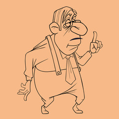 sketch of cartoon man strictly threatens with a finger