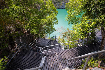 Emerald Lake or Talay Nai in Koh Mae Koh Island, Ang Thong Marine Park, Near Koh Samui, Thailand.
