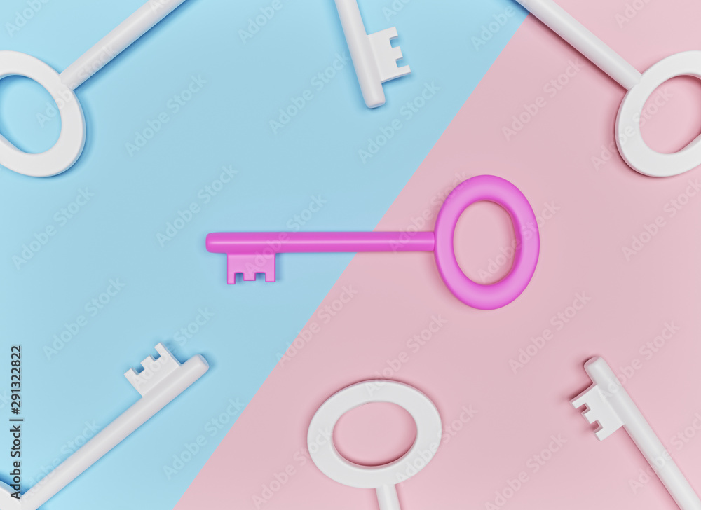 Poster abstract background with keys. minimalism style. 3d rendering