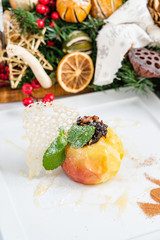 baked apple on Christmas table