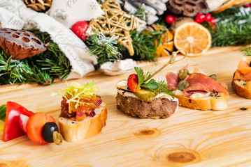 Christmas appetizers on the table