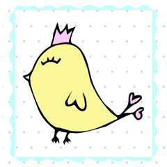 Colorful bird collection. Cute hand drawn bird doodles. Good for posters, stickers, cards, alphabet and nursery decor. Scandinavian kids illustration