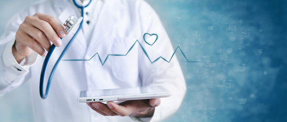 medical concept. cardiogram and heart icon
