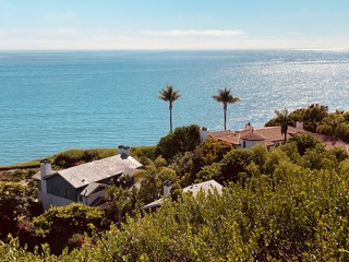 The coast of Santa Barbara. Scenic view of the Pacific Ocean