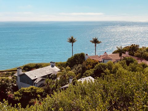 The coast of Santa Barbara. Scenic view of the Pacific Ocean