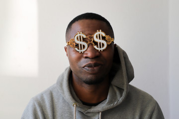 Black Man Portrait - Millionaire, Dollar Glasses