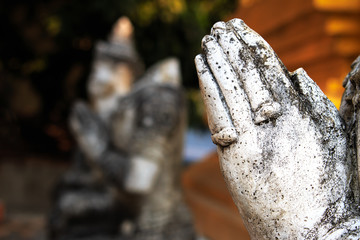 Old Cement Buddha in Wat Suan Dok Temple , Chiang Mai