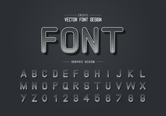 Halftone square font and alphabet vector, Digital typeface letter and number design
