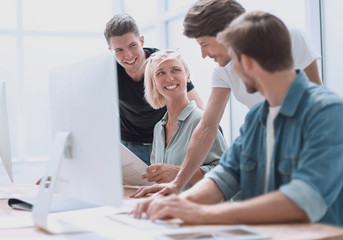 Fototapeta premium close up. a group of professional designers working on a new project