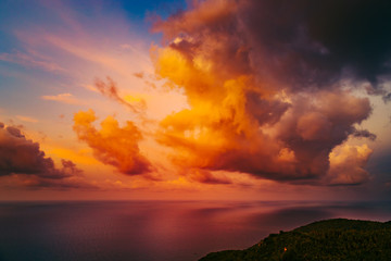 Evening Bottle Beach on Phangan Island Thailand Nature Landscape. Sunset over Oriental Exotic...
