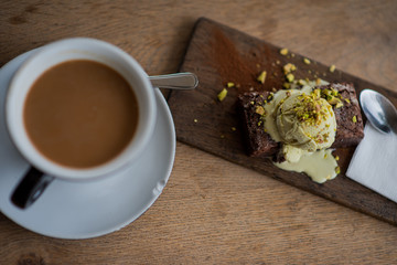 Cake on board with ice ceam topping