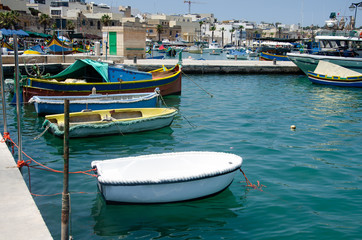 Harbor of Marsaxlokk. Marsaxlokk is a traditional fishing village in the South Eastern Region of Malta.