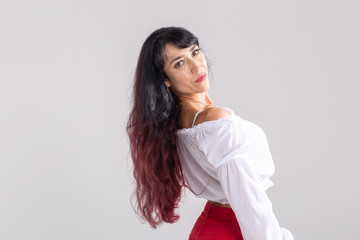 Latino dance, Improvisation, contemporary and vogue dance concept - young beautiful woman dancing...