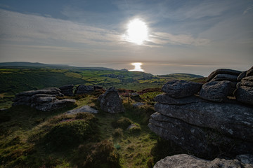 Evening sun overlooking Zennor from Zennor hill