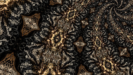 Ornate geometric pattern and artfully abstract multicolored background