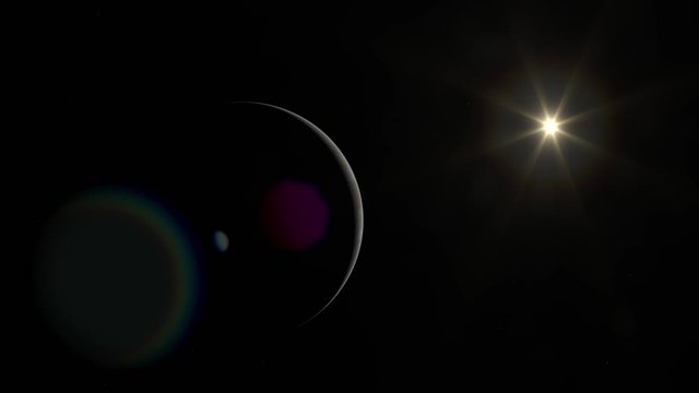 Dark Side of Jupiter, Backlit by Bright Sun on Black Background