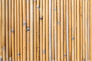 Textured photo of a vertical thin brown bamboo wall