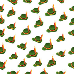 Seamless pattern of germany hat with feather