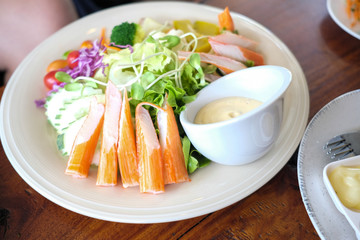 Many food eaten on the table.
