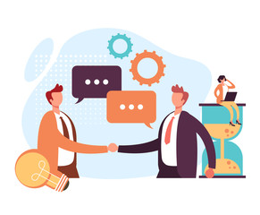 Strategic business office workers partnership concept. Vector graphic design flat cartoon illustration