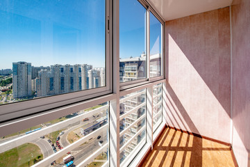 Glazed balcony of a modern residential building
