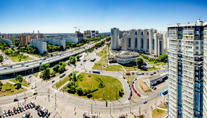  A modern area on the outskirts of Moscow with multi-storey residential buildings