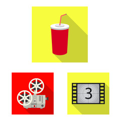 Vector illustration of television and filming sign. Set of television and viewing stock symbol for web.