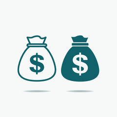 Sack of Money Icon isolated. Vector Illustration