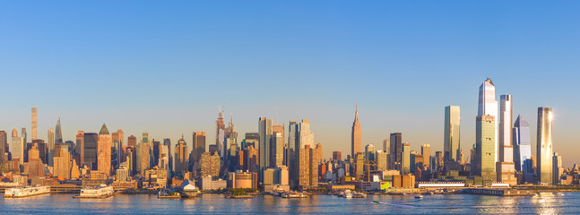 New York City Manhattan midtown buildings skyline sunset