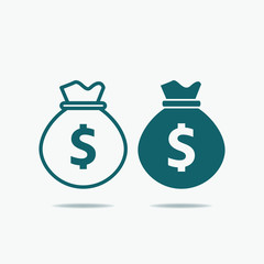 Sack of Money Icon isolated. Vector Illustration
