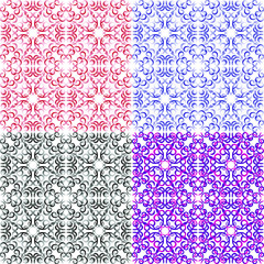 Set of different color seamless patterns