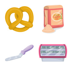 Vector illustration of bakery and natural sign. Collection of bakery and utensils vector icon for stock.