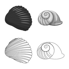 Isolated object of animal and decoration icon. Set of animal and ocean stock symbol for web.