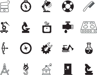 Fototapeta premium equipment vector icon set such as: pulley, beauty, cabinet, brush, label, measuring, bulldozer, hardware, figure, professional, winch, table, sos, row, setup, faucet, heavy, maintenance, icons