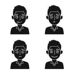 Vector illustration of face and boy icon. Set of face and young stock symbol for web.