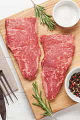 Raw marbled beef steak