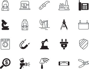 Obraz premium equipment vector icon set such as: laundry, washer, buy, defence, level, trimming, sharp, magnetic, hydraulic, gas, smart, structure, washing, refinery, oilfield, lab, engineer, derrick, shears