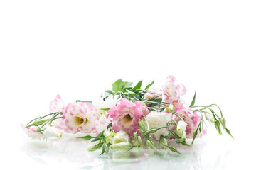 Obraz na płótnie Canvas beautiful pink lisianthus flowers isolated on white